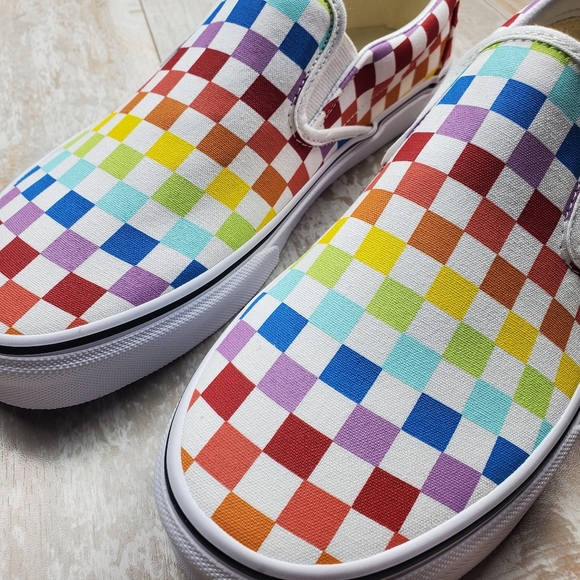 Vans Slip On Checkerboard Rainbow - Picture 2 of 7